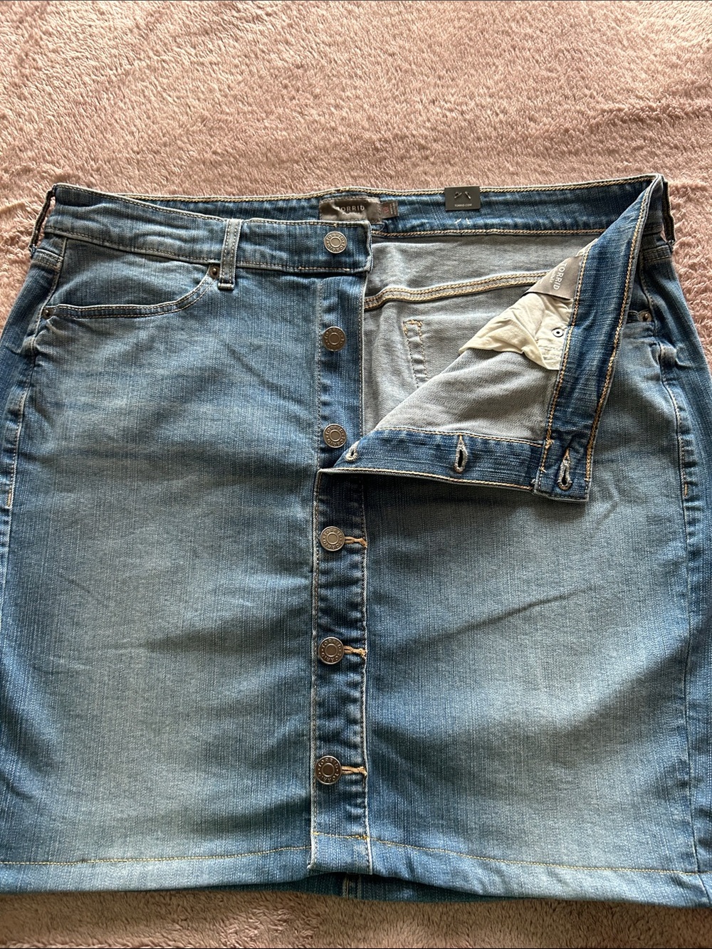 Womens Torrid Plus Size Denim Button-Front Mid Length Skirt - Size 16 - Picture 7 of 10